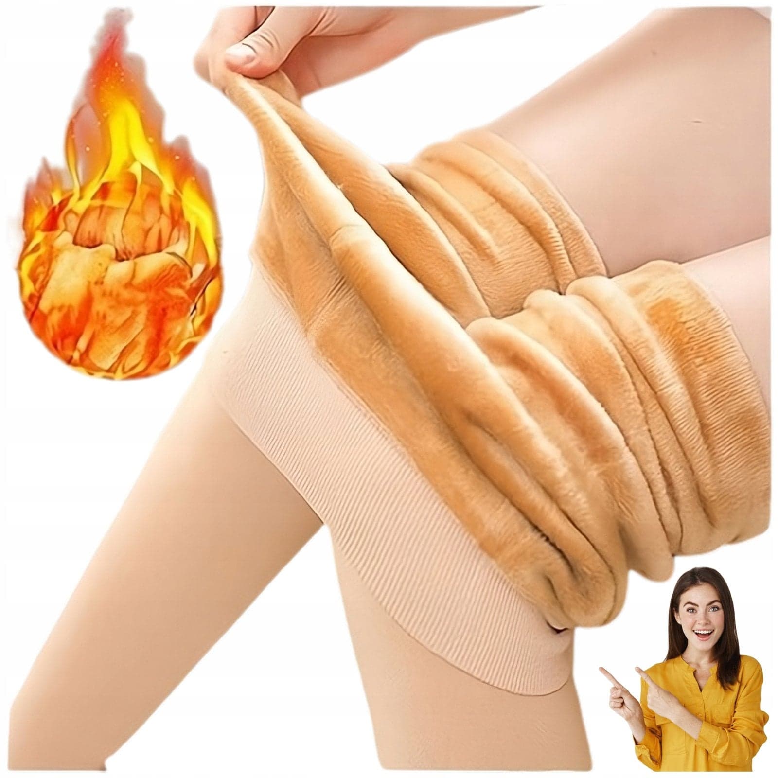 Legginsy z futerkiem w kolorze beżowym