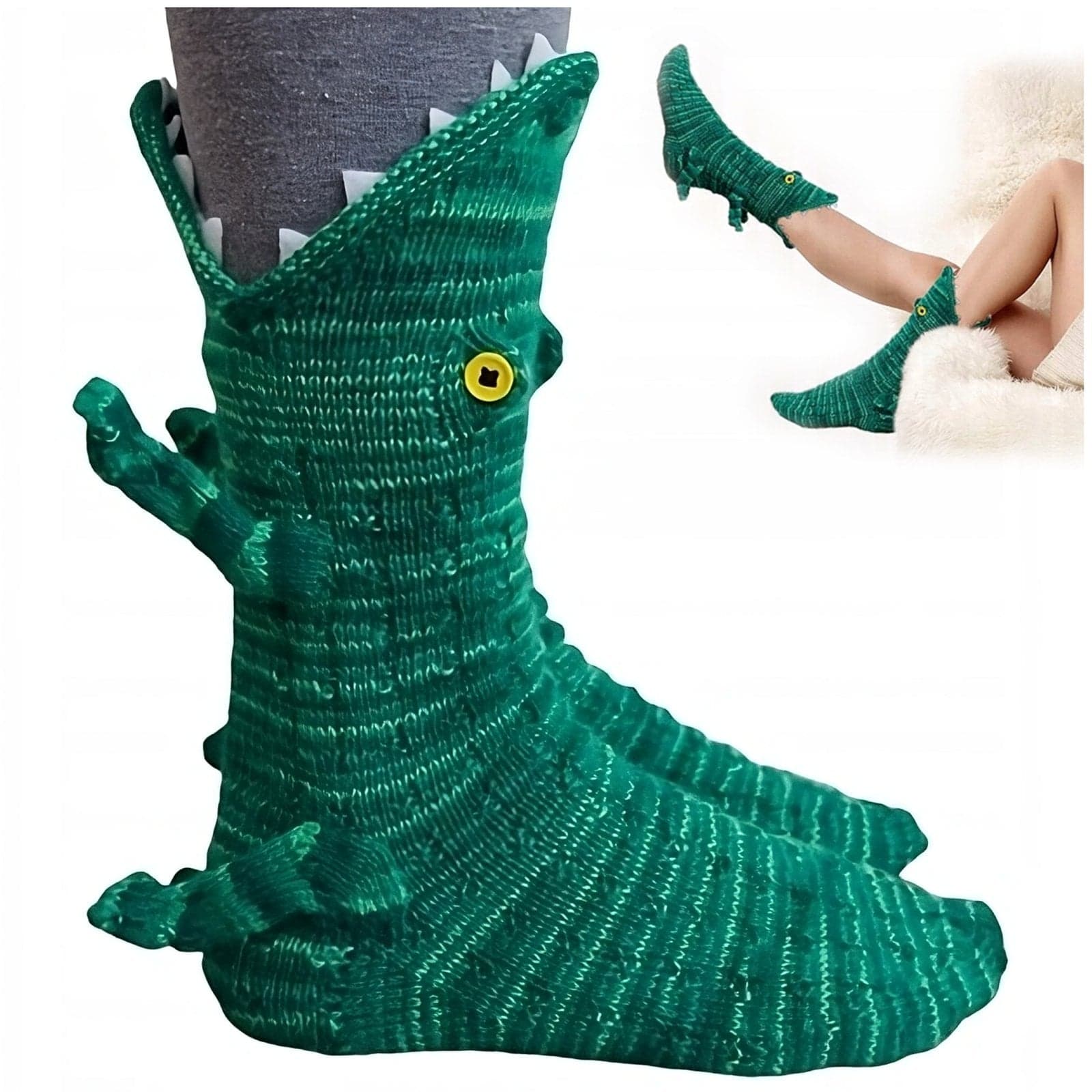 Ciepłe skarpetki 3D krokodyl na białym tle