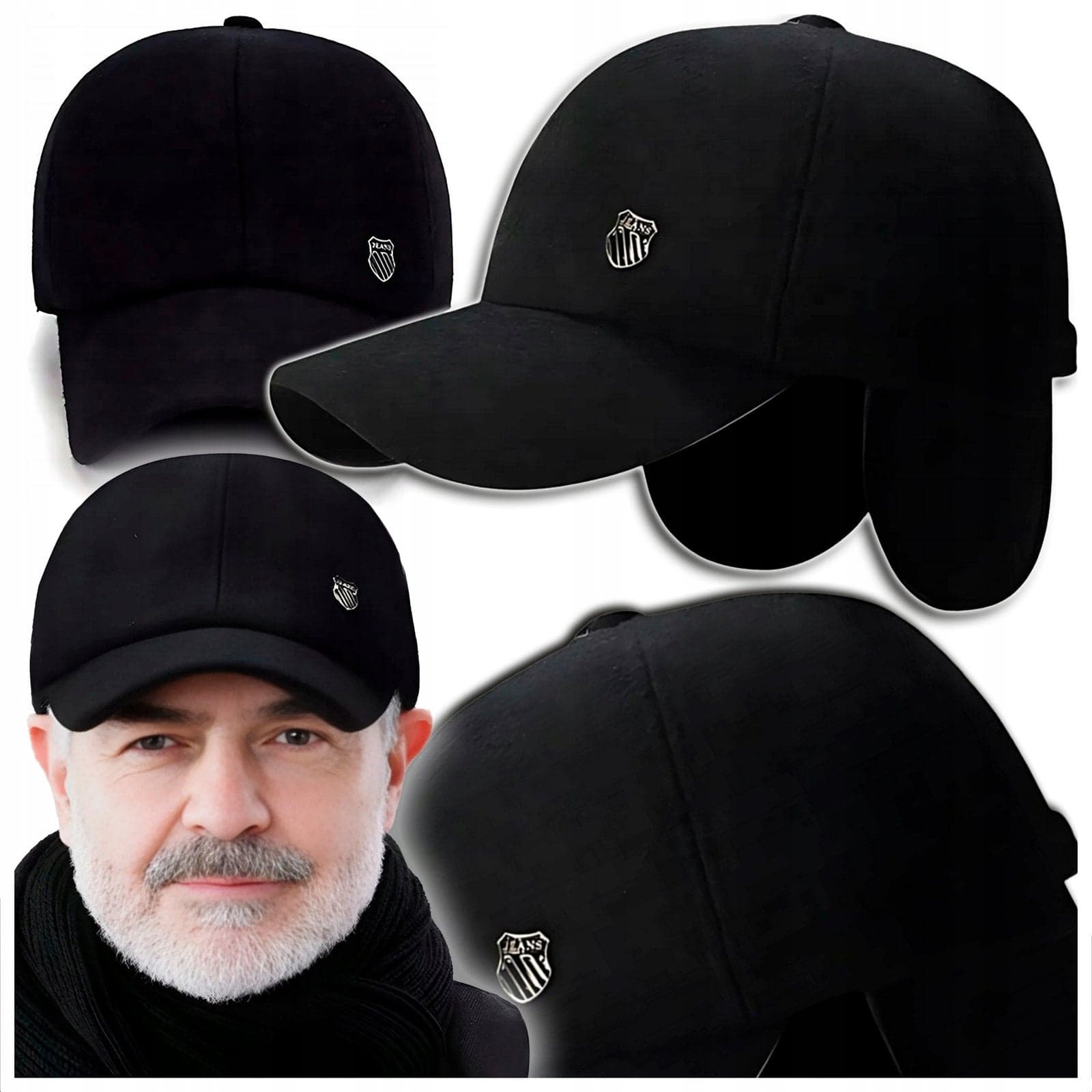 czapka zimowa z daszkiem męska z nausznikami